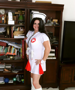 Hot uniform mature photos with plump brunette nurse