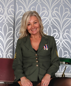 Mature military woman hides sexy lingerie under uniform