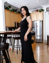 Exotic and chubby mom undresses right in the kitchen