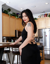 Exotic and chubby mom undresses right in the kitchen