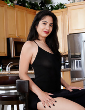 Exotic and chubby mom undresses right in the kitchen