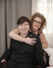 Total nerd is going to slay MILF pussy in a hot gallery
