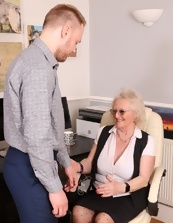 Granny looks sexy while this cock rocks her twat real hard